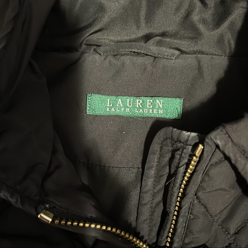 Ralph Lauren | Black and gold Quilted Zip-Up Mid Length Coat Jacket - Picture 5 of 10